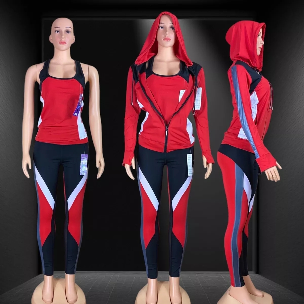 Red and Black Women's Activewear Set